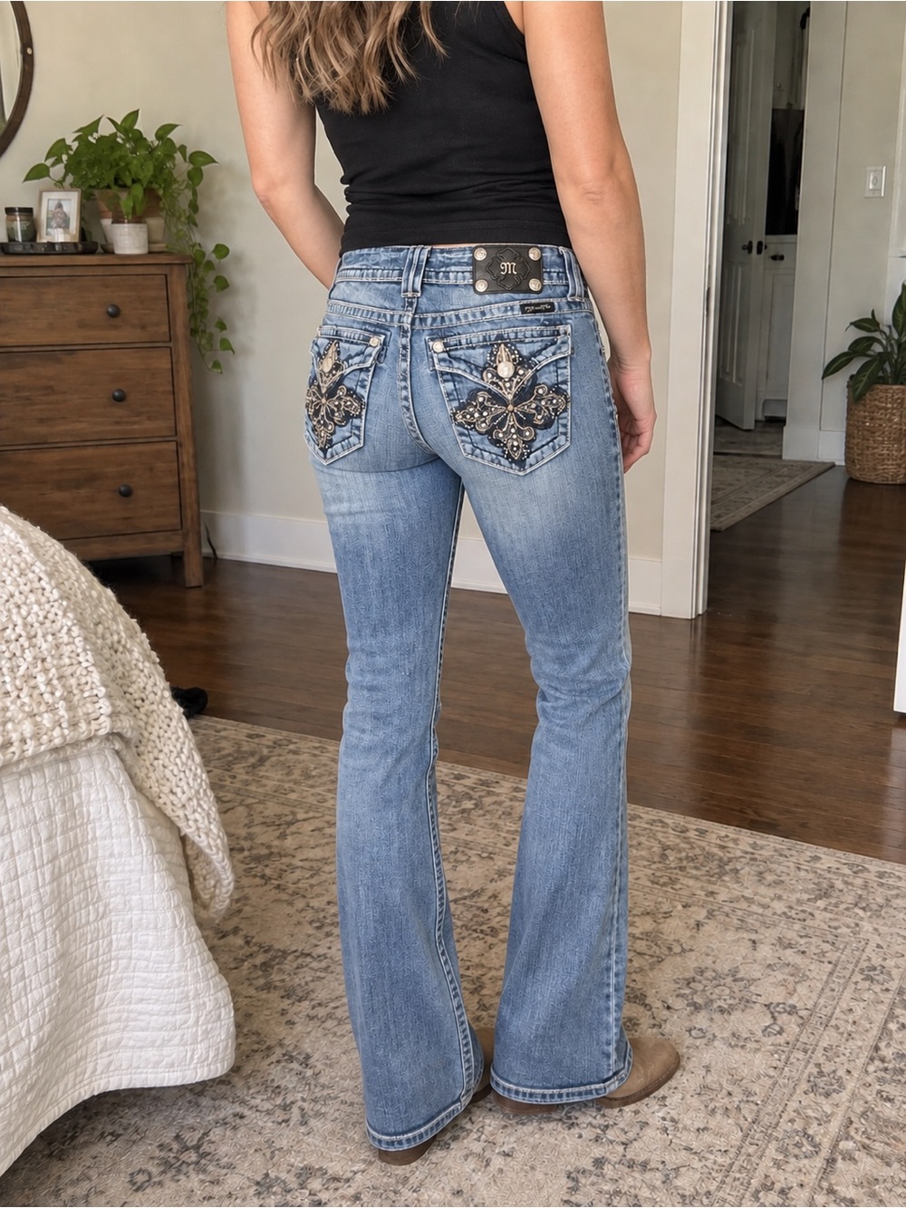Vintage Y2K Miss Me Size 28 Rhinestone Bootcut Jeans